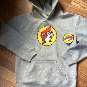 Kids Gray Hoodie with Cartoon Beaver Design